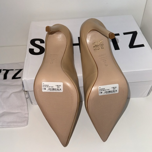 NIB Schutz Lou Nappa Leather Pump Size US 7.5 in Light Nude - Picture 6 of 7